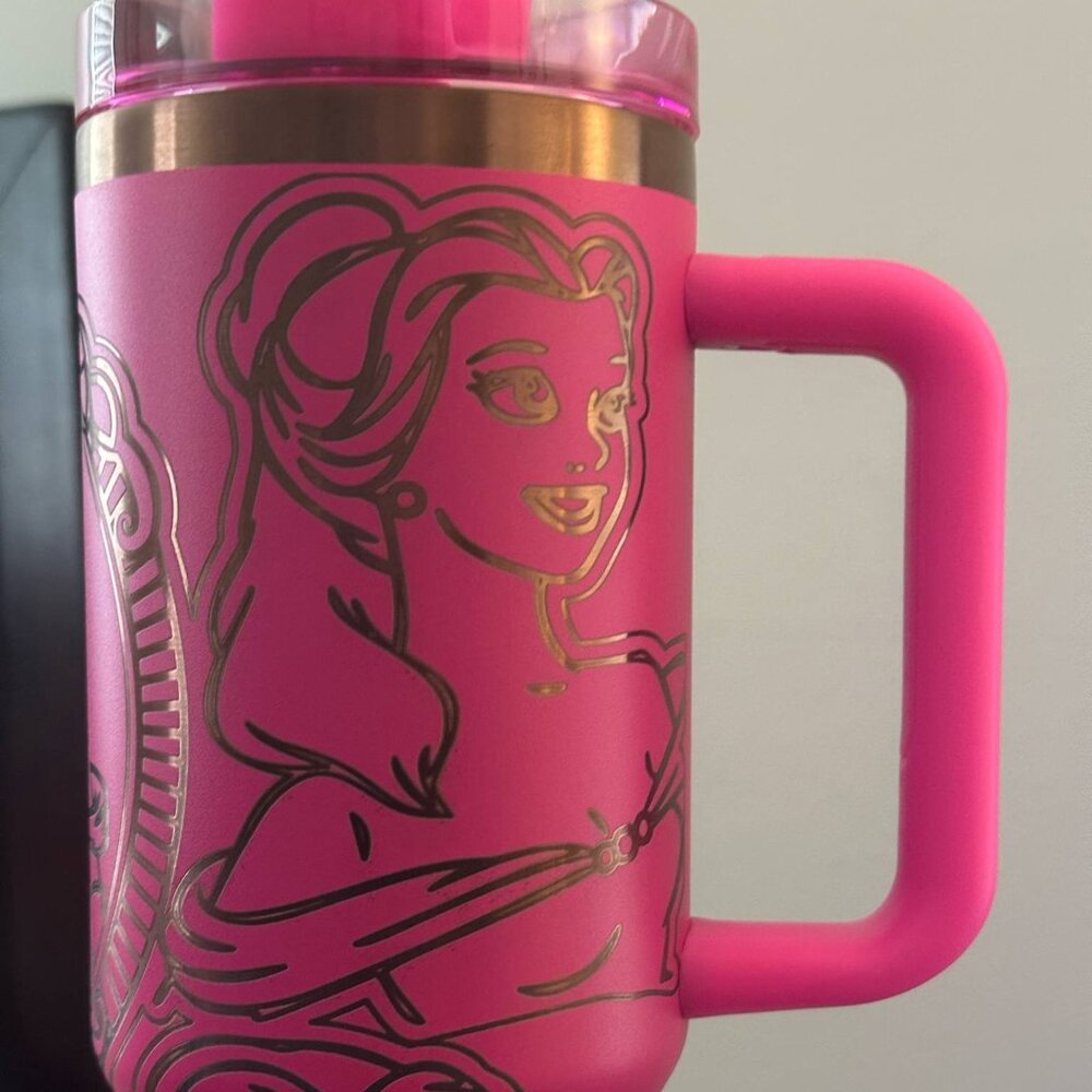 40 oz handmade designed tumbler with beautiful color of Pink Belle